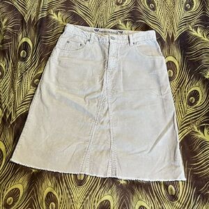 VTG Y2K American Eagle Outfitters Beige Corduroy Raw Hemline Midi Skirt Size 8